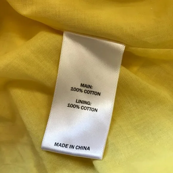 Aje Le Mempris Tiered Mini Dress Womens 4 Citrus Yellow Lemon Cotton Sleeveless